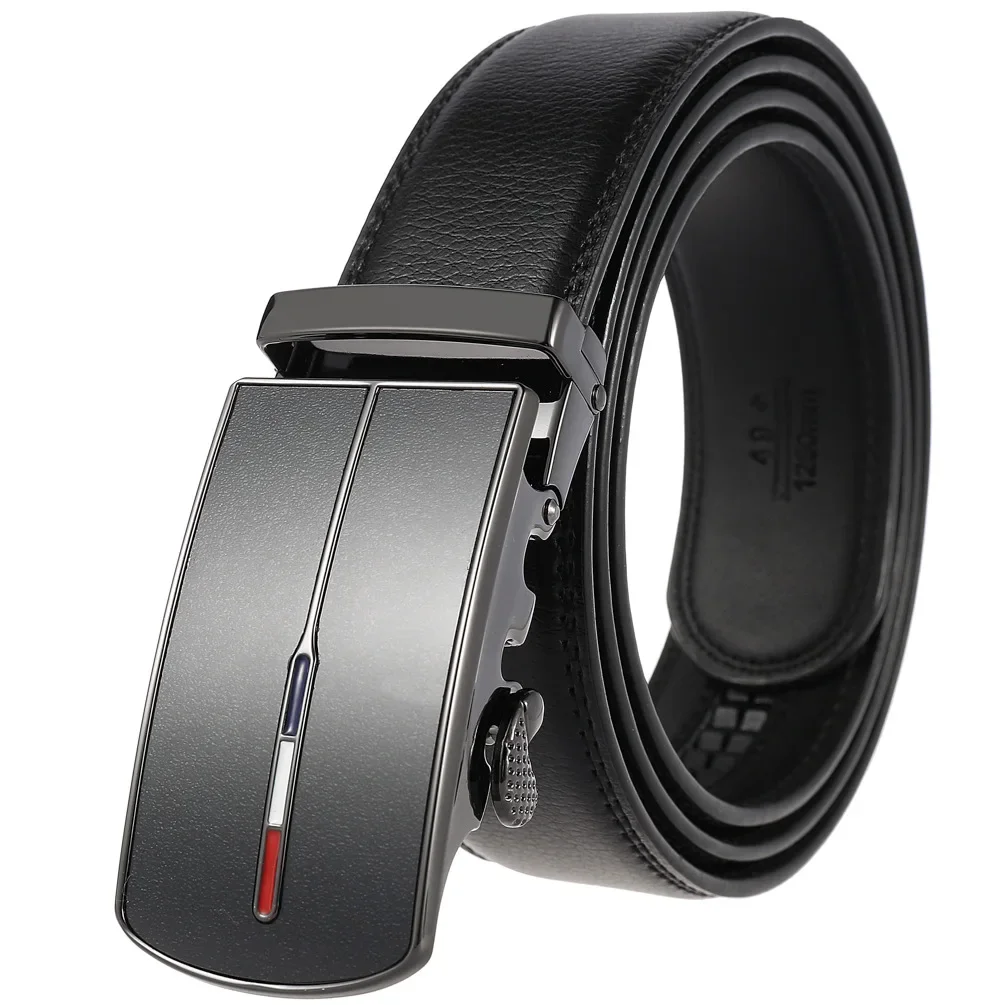 Men's Cowskin Leather Automatic Buckle Belt - Luxury Designer Fashion 3.5cm Width Classic Waistband for Daily & Business Wear