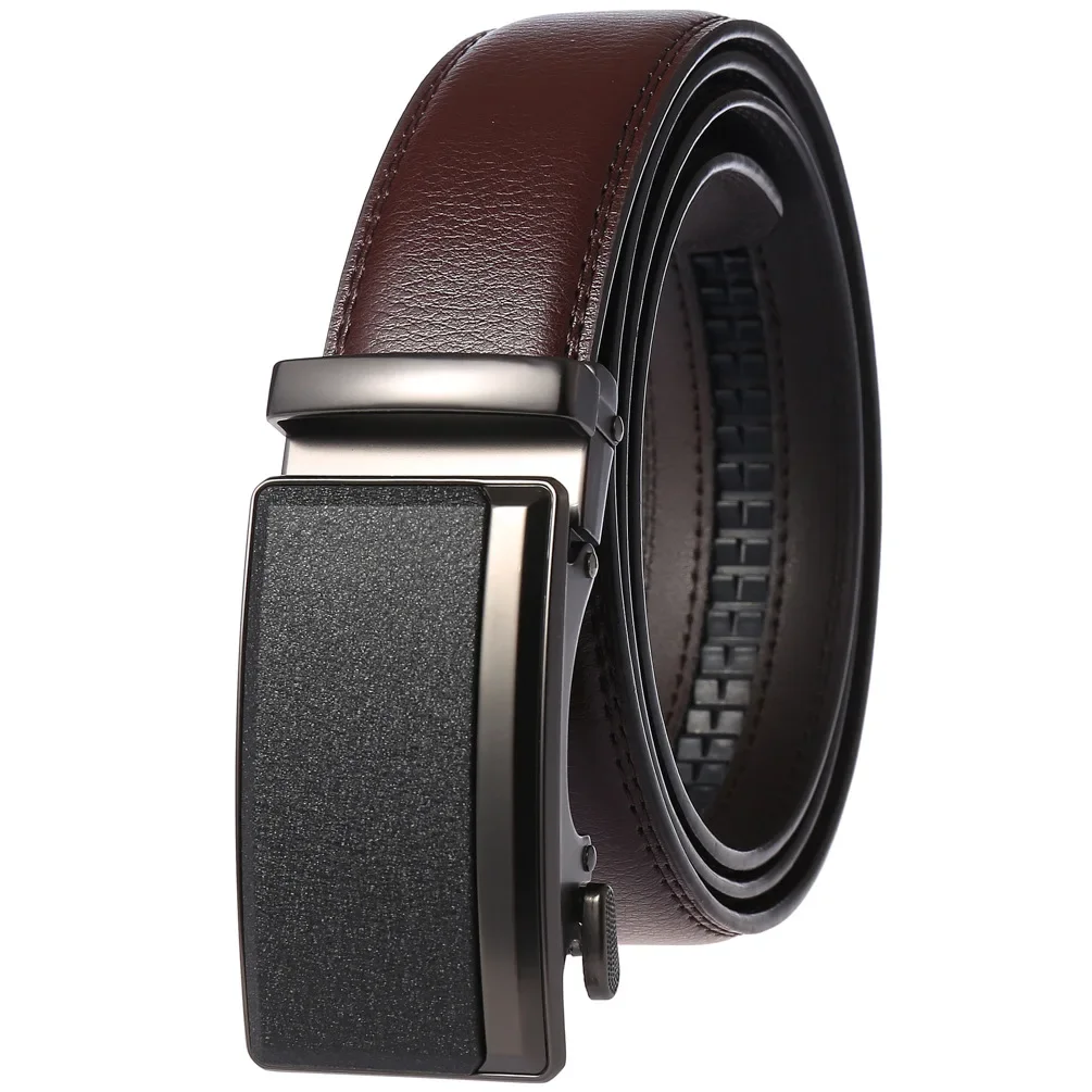 Men's Cowskin Leather Automatic Buckle Belt - Luxury Designer Fashion 3.5cm Width Classic Waistband for Daily & Business Wear