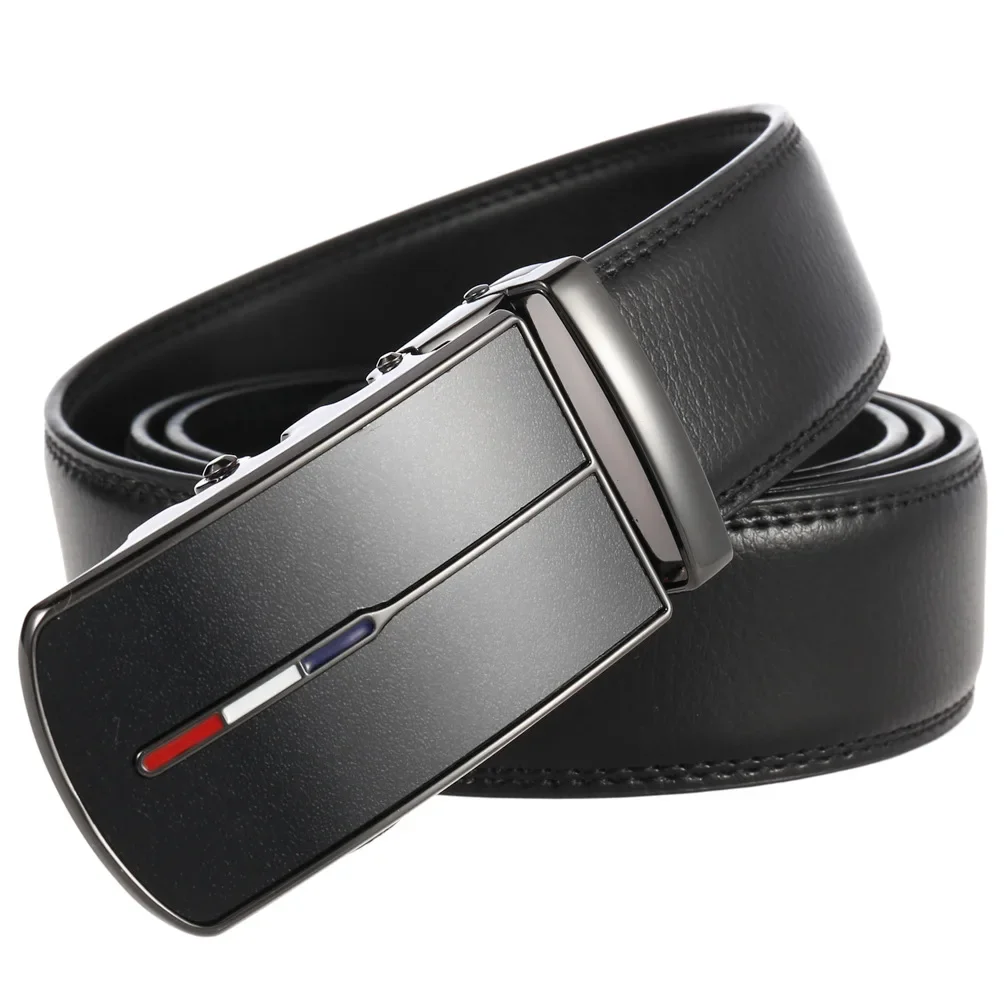 Men's Cowskin Leather Automatic Buckle Belt - Luxury Designer Fashion 3.5cm Width Classic Waistband for Daily & Business Wear