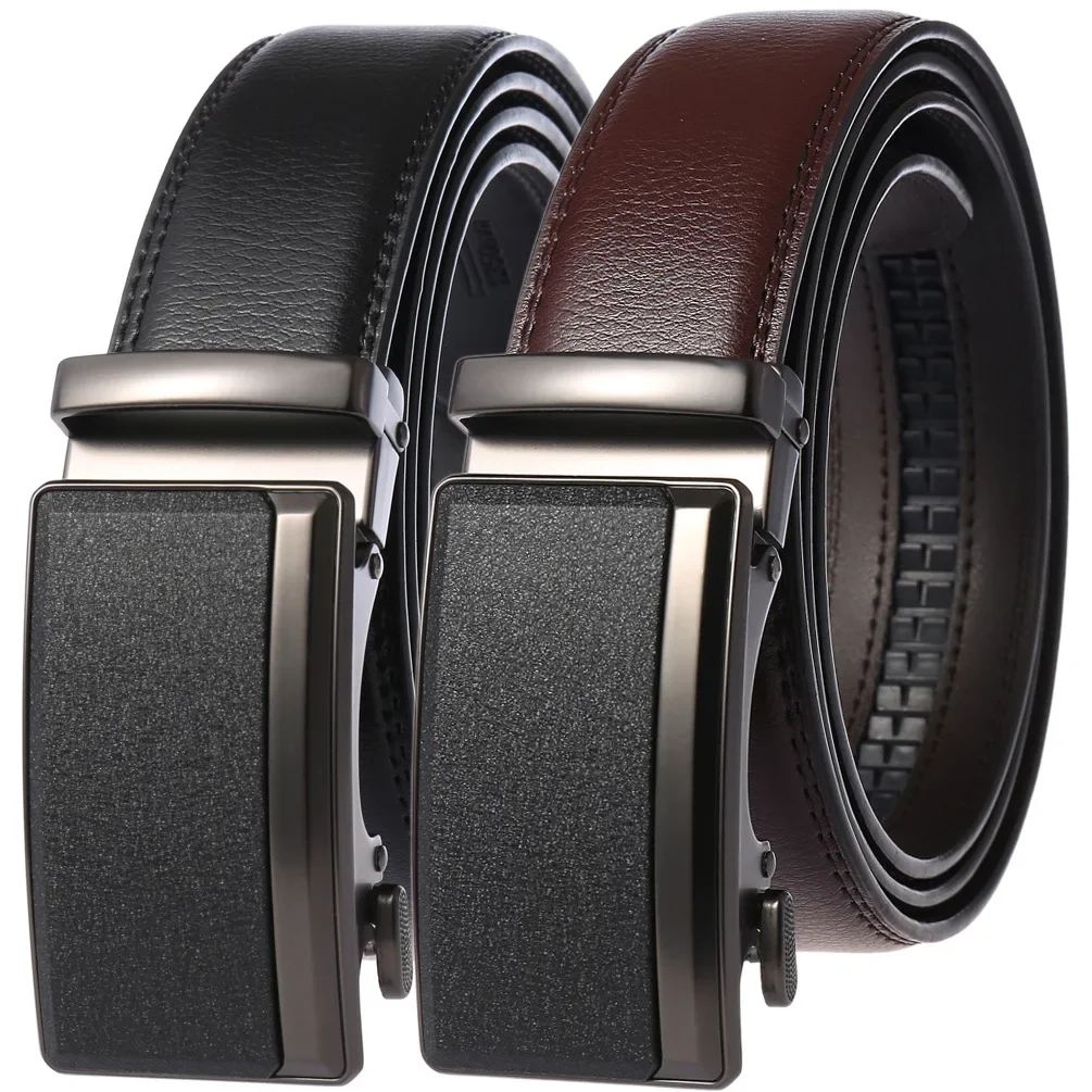 Men's Cowskin Leather Automatic Buckle Belt - Luxury Designer Fashion 3.5cm Width Classic Waistband for Daily & Business Wear