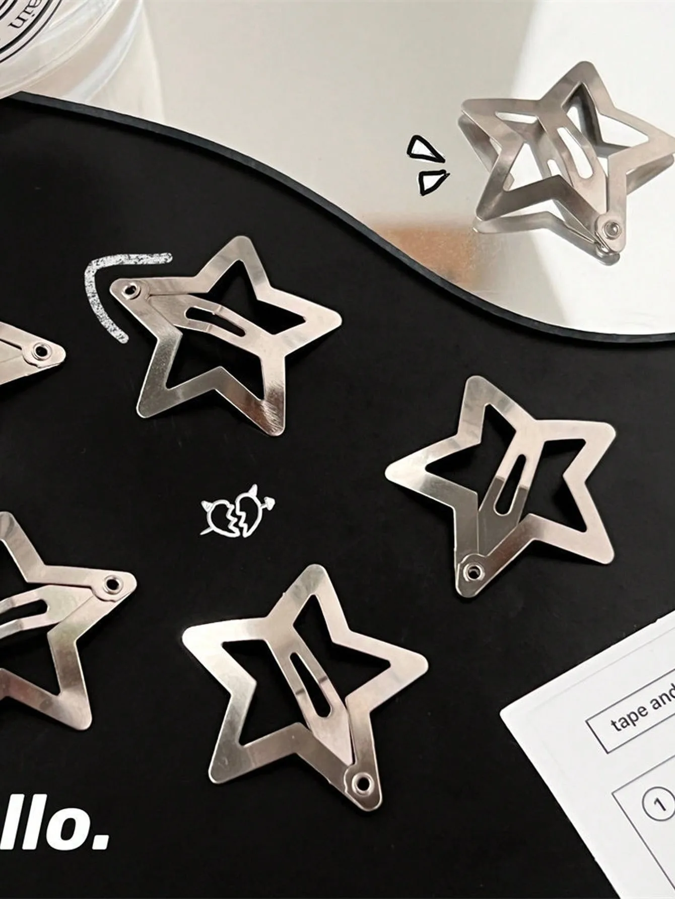 5/10pcs Star Shaped Hair Clips, 2000s Y2K Style Snap Grip Star Hairpins, Silver Metal Hair Accessories Suitable For Girls