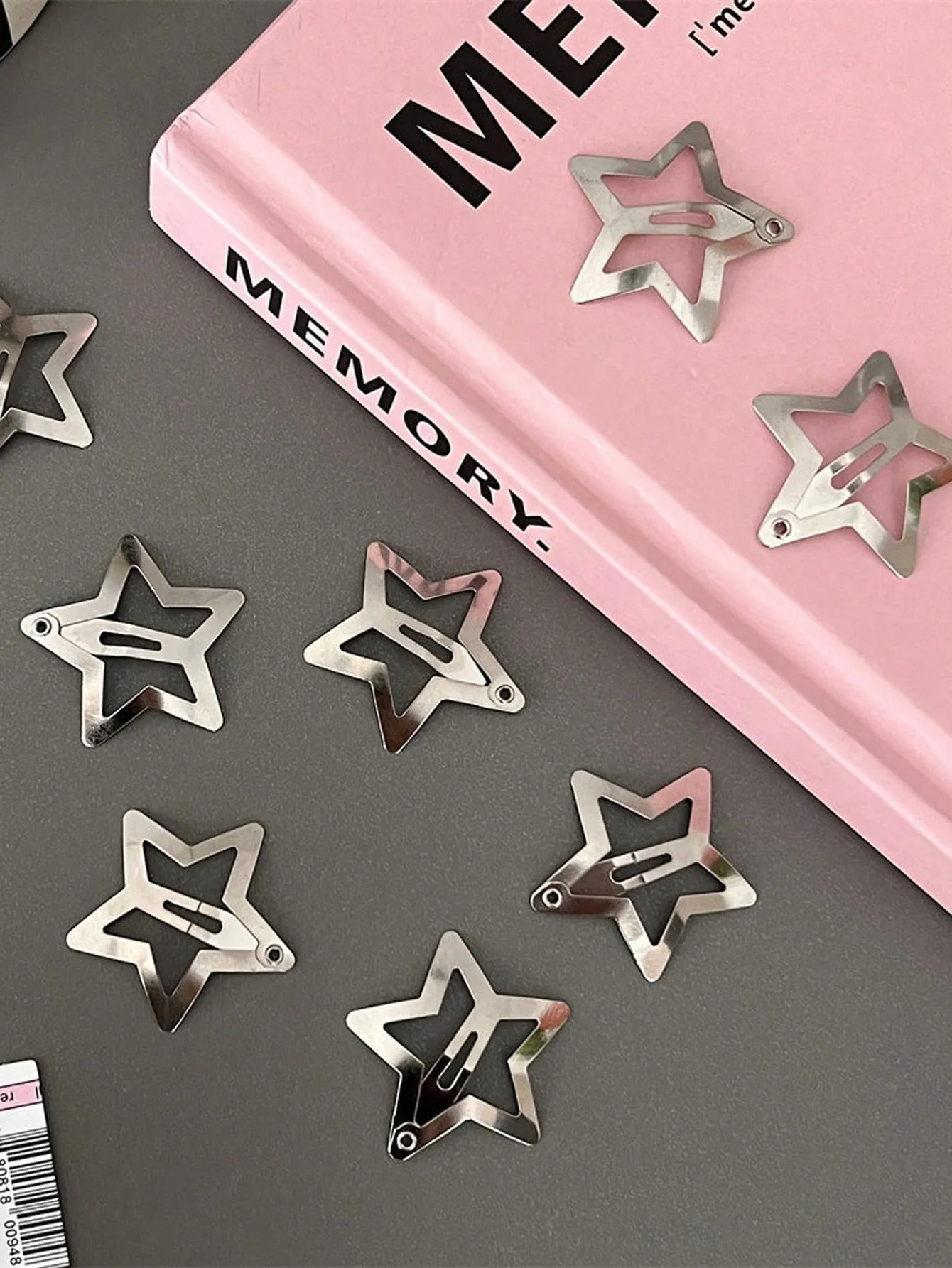 5/10pcs Star Shaped Hair Clips, 2000s Y2K Style Snap Grip Star Hairpins, Silver Metal Hair Accessories Suitable For Girls