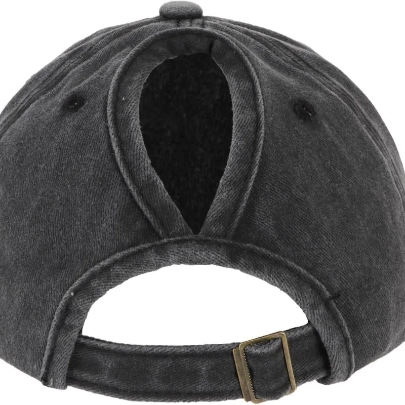 1pc Retro Washed Little Heart Embroidered Ponytail Baseball Cap for Women,Outdoor Sports Adjustable Women's Cap for Daily Wear