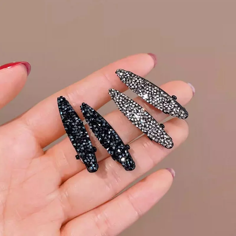 Mini Shiny Rhinestone Hair Clips for Women Bangs Side Clips Bling Crystal Duckbill Barrettes Fashion Hair Accessories Daily Wear