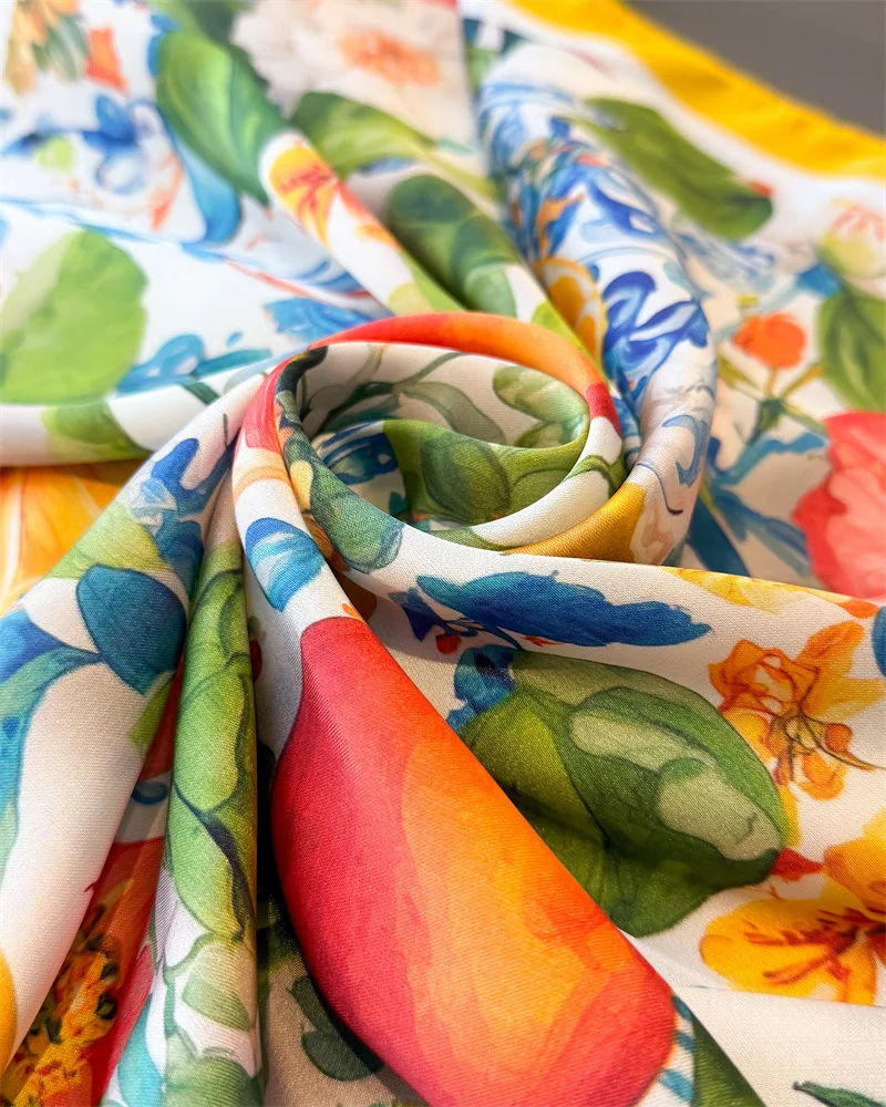 Fashion Print Silk Hairbands Summer Lemon Scarf Women 2026 New Elagant Bandana Neck Kerchief Head Bands Foulard Female Scarfs