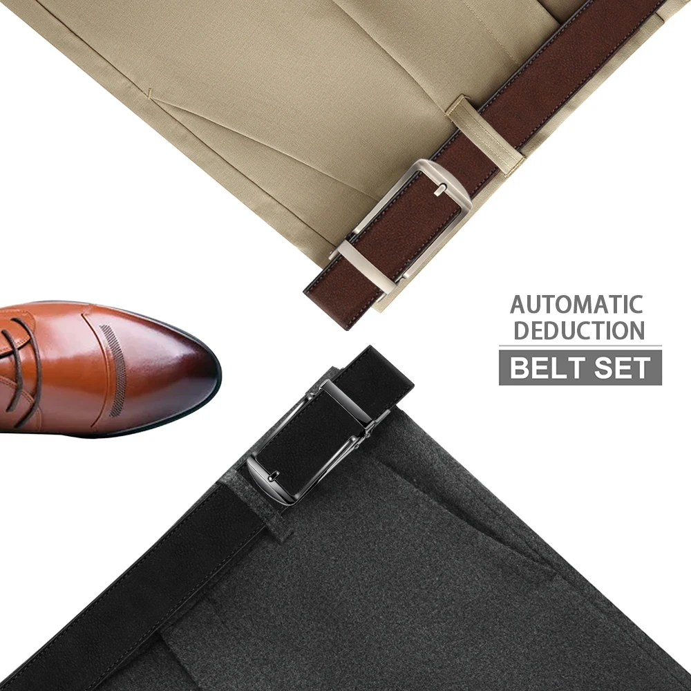 Men's Business Belt Leather Classic Alloy Buckle High Quality Casual Fashion Ratchet Adjustable Belt