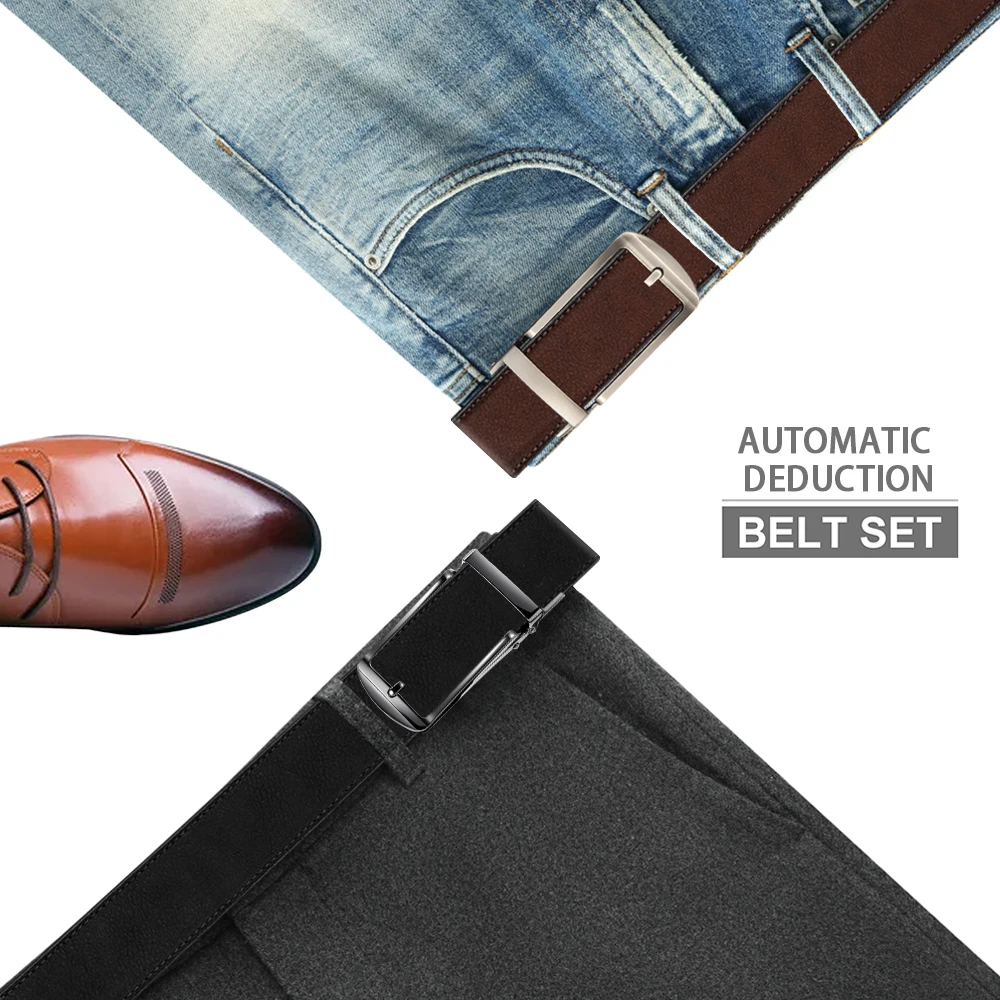 Men's Business Belt Leather Classic Alloy Buckle High Quality Casual Fashion Ratchet Adjustable Belt