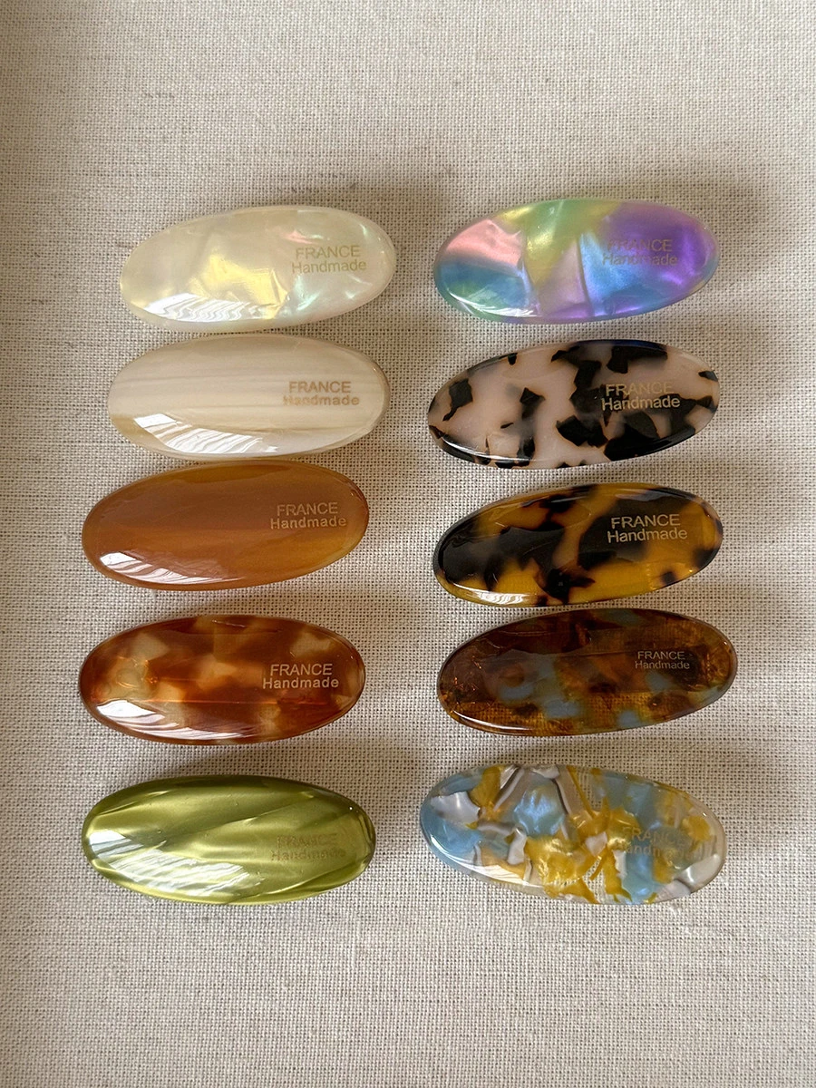 2pcs/set Acetate Hair Clip Barrettes Small Size Oval Geometric Side Pins Colorful Hairpin Cute Sweet Women Hair Accessories