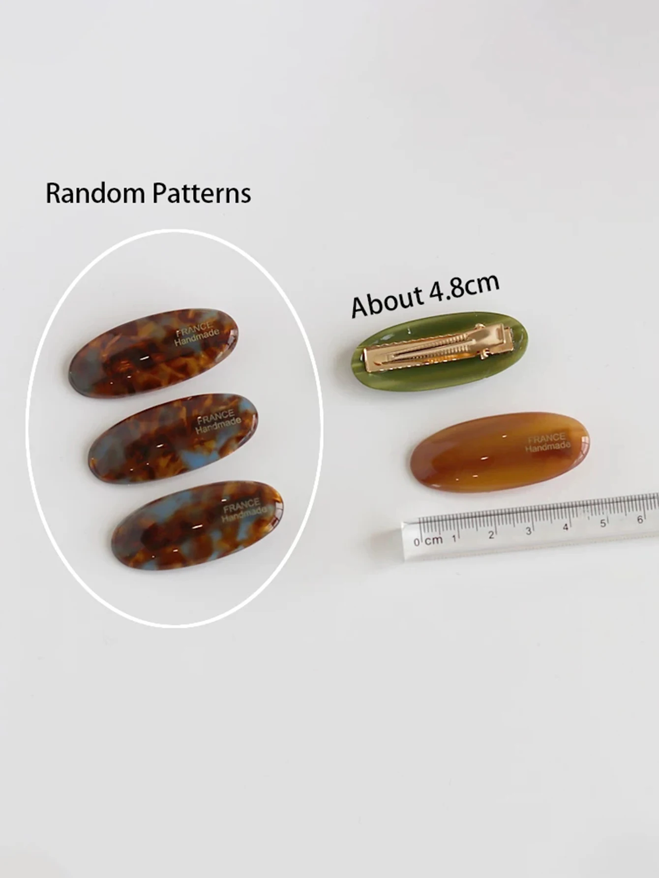 2pcs/set Acetate Hair Clip Barrettes Small Size Oval Geometric Side Pins Colorful Hairpin Cute Sweet Women Hair Accessories