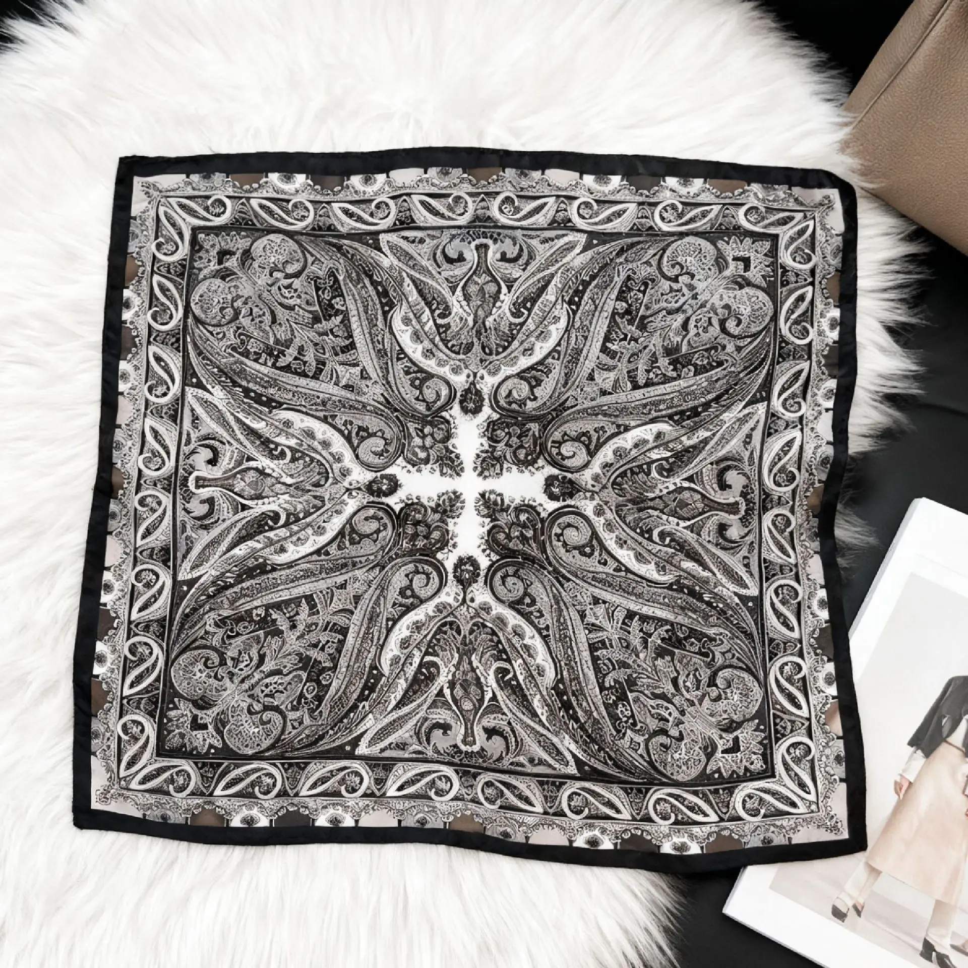 70*70cm Square Silk Scarf Women Luxury Design Satin Shawl Ladies Zebra Print Head Bandana Small Neck Muffler Hair Hijab Scarves