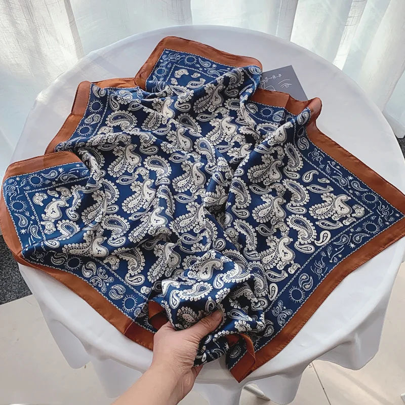 70*70cm Square Silk Scarf Women Luxury Design Satin Shawl Ladies Zebra Print Head Bandana Small Neck Muffler Hair Hijab Scarves