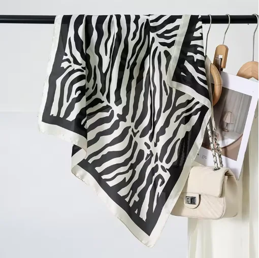 70*70cm Square Silk Scarf Women Luxury Design Satin Shawl Ladies Zebra Print Head Bandana Small Neck Muffler Hair Hijab Scarves