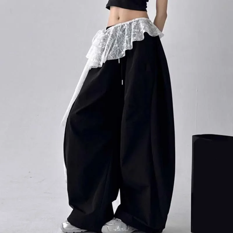 New Korean Lace Trim Skirt Curtain Y2K Belted Half Skirt Butt Curtain Skirt Women's High Waist Small Apron Trim Apron Headdress