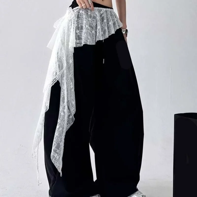 New Korean Lace Trim Skirt Curtain Y2K Belted Half Skirt Butt Curtain Skirt Women's High Waist Small Apron Trim Apron Headdress