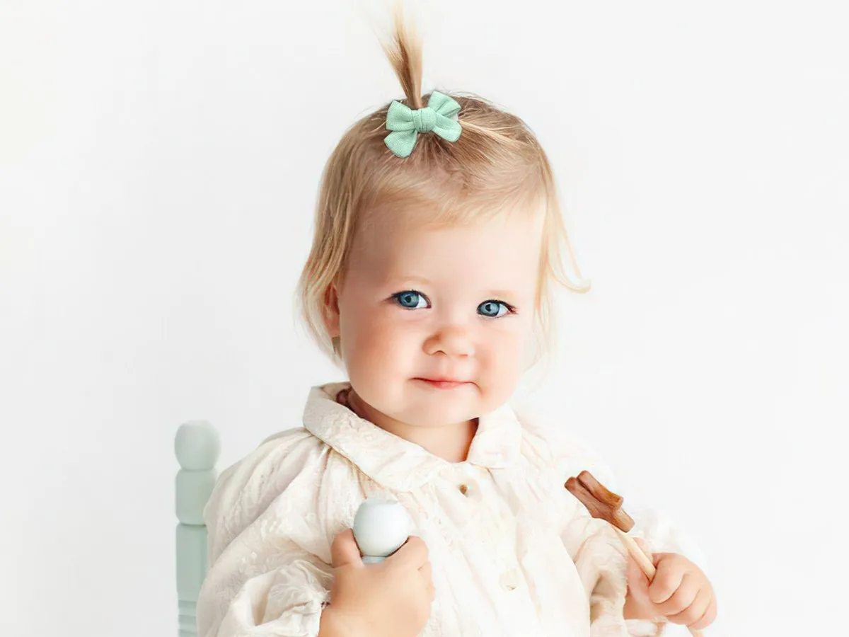 10Pcs Cute Bow Hair Clips for Kids Cotton-Linen Baby to Children Hairpins Soft Fully-Wrapped Design, Safe Hair Accessories
