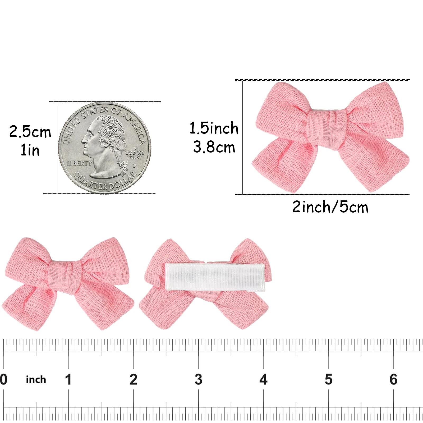 10Pcs Cute Bow Hair Clips for Kids Cotton-Linen Baby to Children Hairpins Soft Fully-Wrapped Design, Safe Hair Accessories
