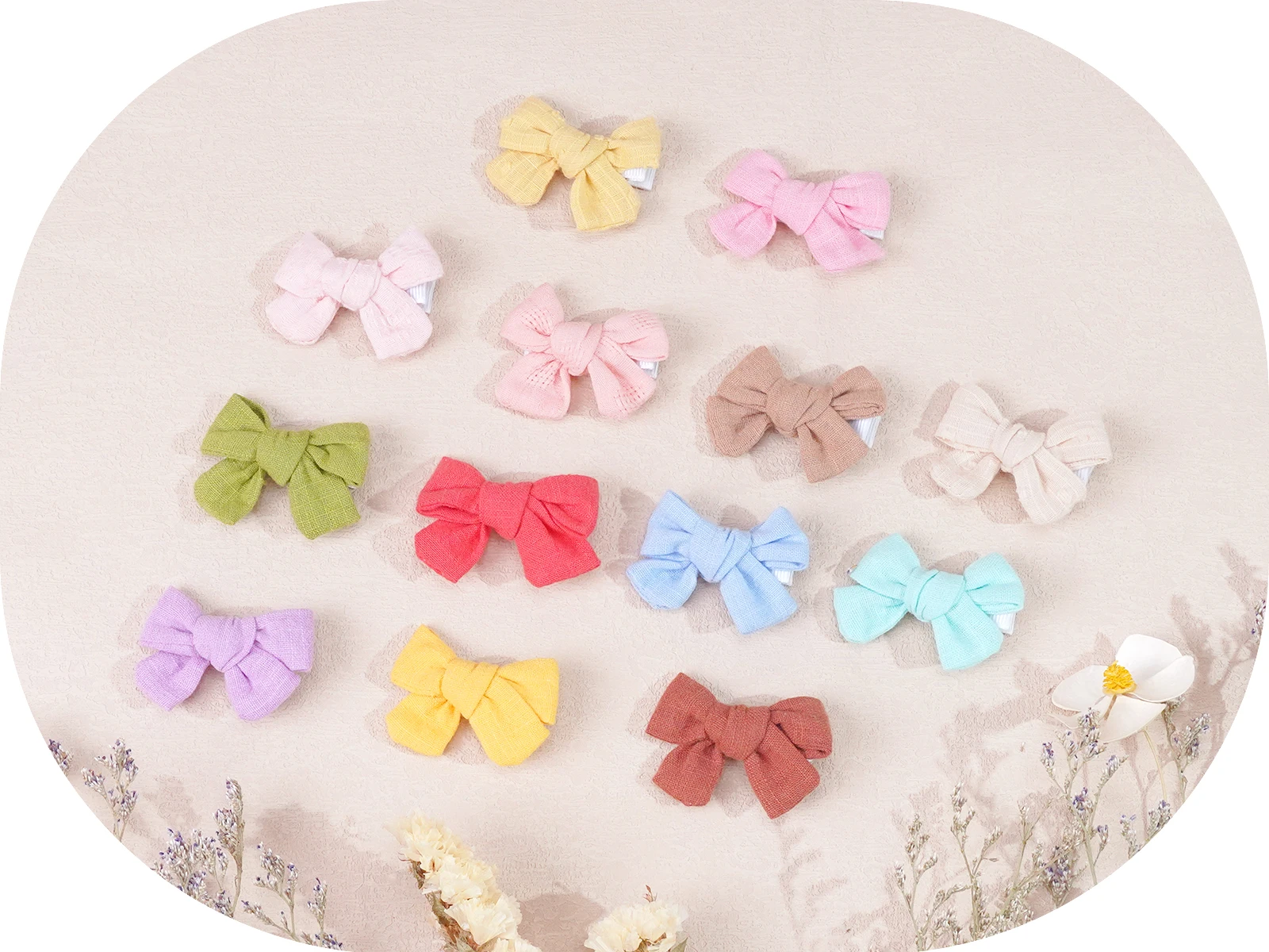 10Pcs Cute Bow Hair Clips for Kids Cotton-Linen Baby to Children Hairpins Soft Fully-Wrapped Design, Safe Hair Accessories