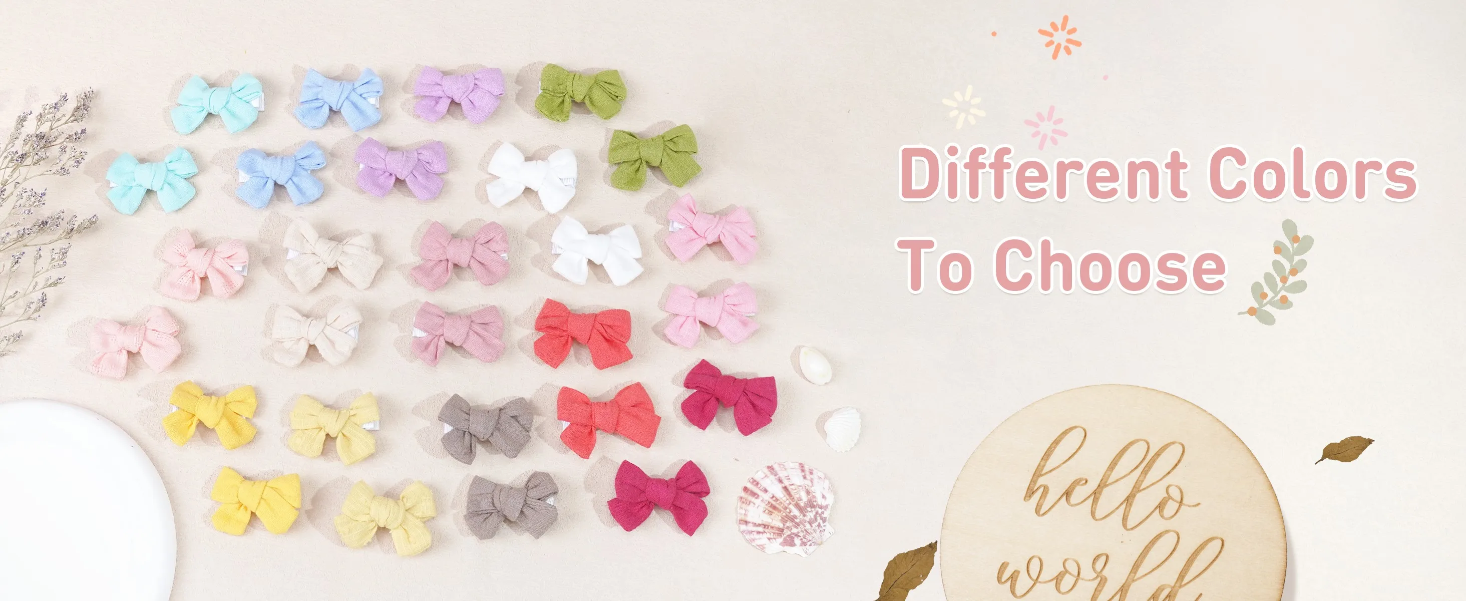 10Pcs Cute Bow Hair Clips for Kids Cotton-Linen Baby to Children Hairpins Soft Fully-Wrapped Design, Safe Hair Accessories