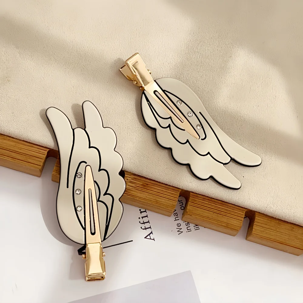 1/2PCCute Angel Wings Hairpin Pink Seamless Hair Clips Dopamine Makeup Side Bangs Barrettes for Women And Girls Hair Accessories