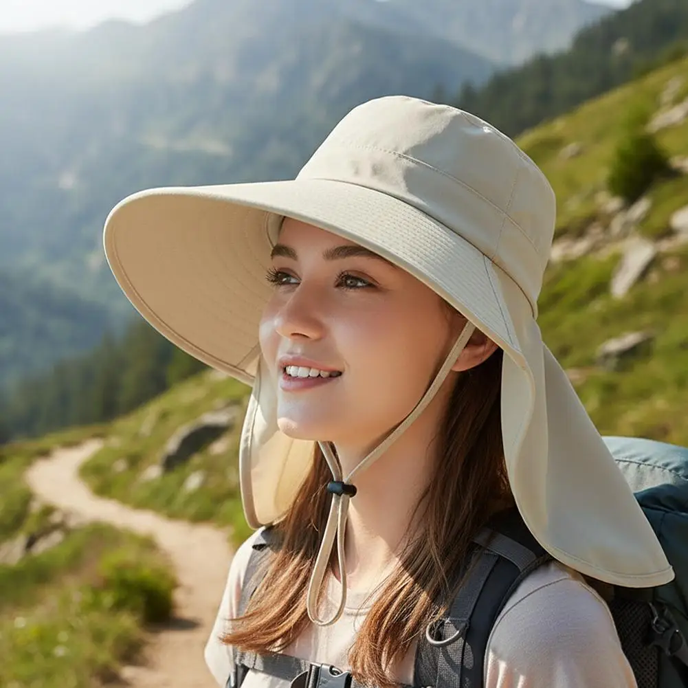 Protection Sun Hat Polyester Fiber Wide Brim with Neck Cover Cooling Quick Dry Beach Hiking Fishing Gardening Outdoor Activities