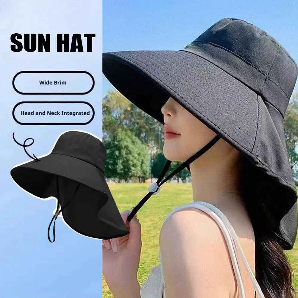 Protection Sun Hat Polyester Fiber Wide Brim with Neck Cover Cooling Quick Dry Beach Hiking Fishing Gardening Outdoor Activities