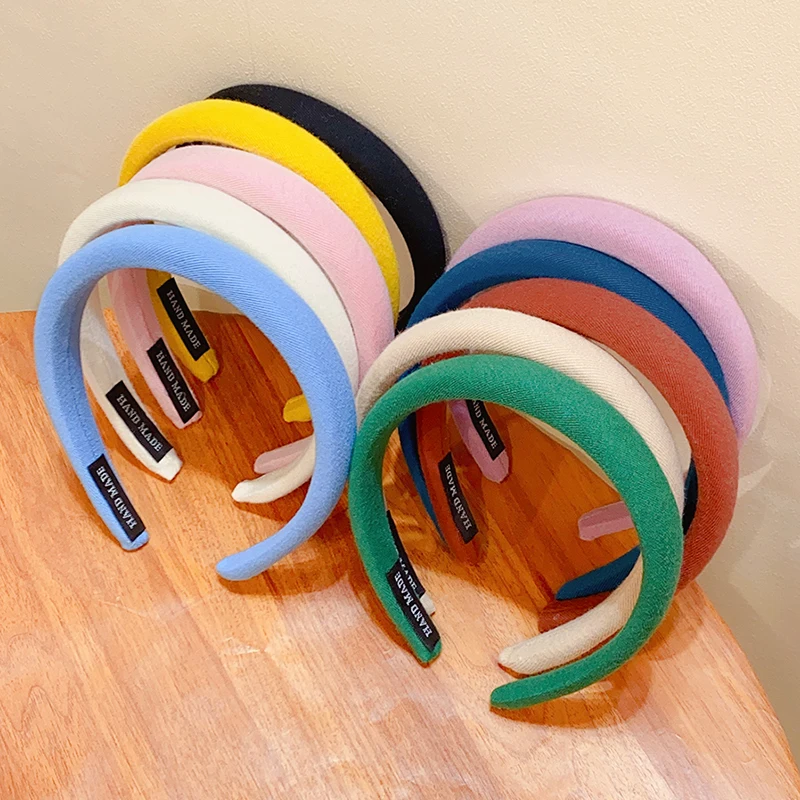 Colorful Spong Linen Headdress Simple Basic Face-Washing Headband Temperament Hoop Wide Hairband Hair Bundle Hair Accessories