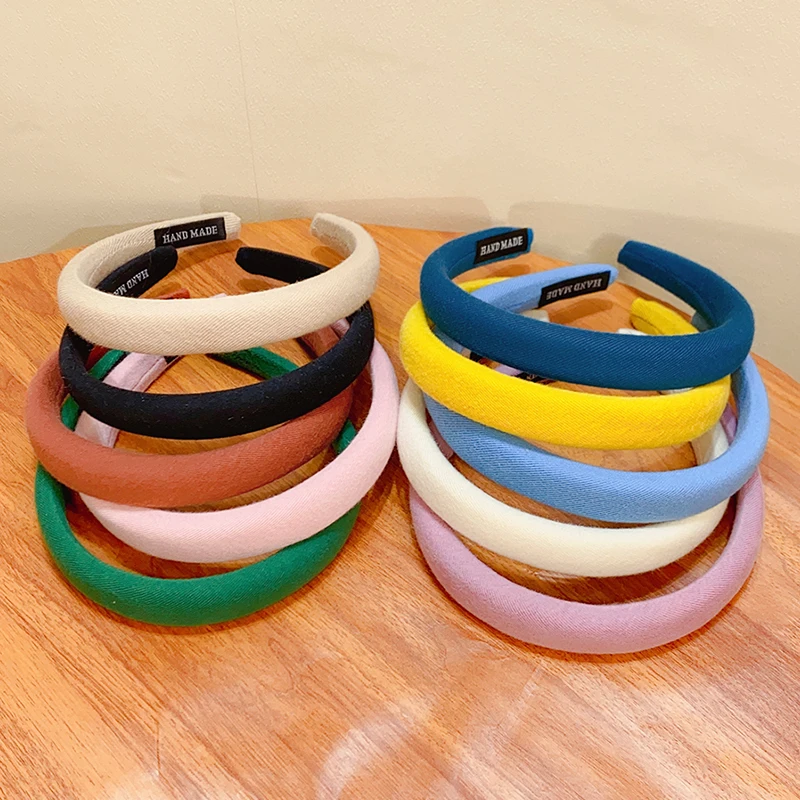 Colorful Spong Linen Headdress Simple Basic Face-Washing Headband Temperament Hoop Wide Hairband Hair Bundle Hair Accessories