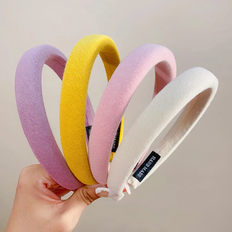 Colorful Spong Linen Headdress Simple Basic Face-Washing Headband Temperament Hoop Wide Hairband Hair Bundle Hair Accessories