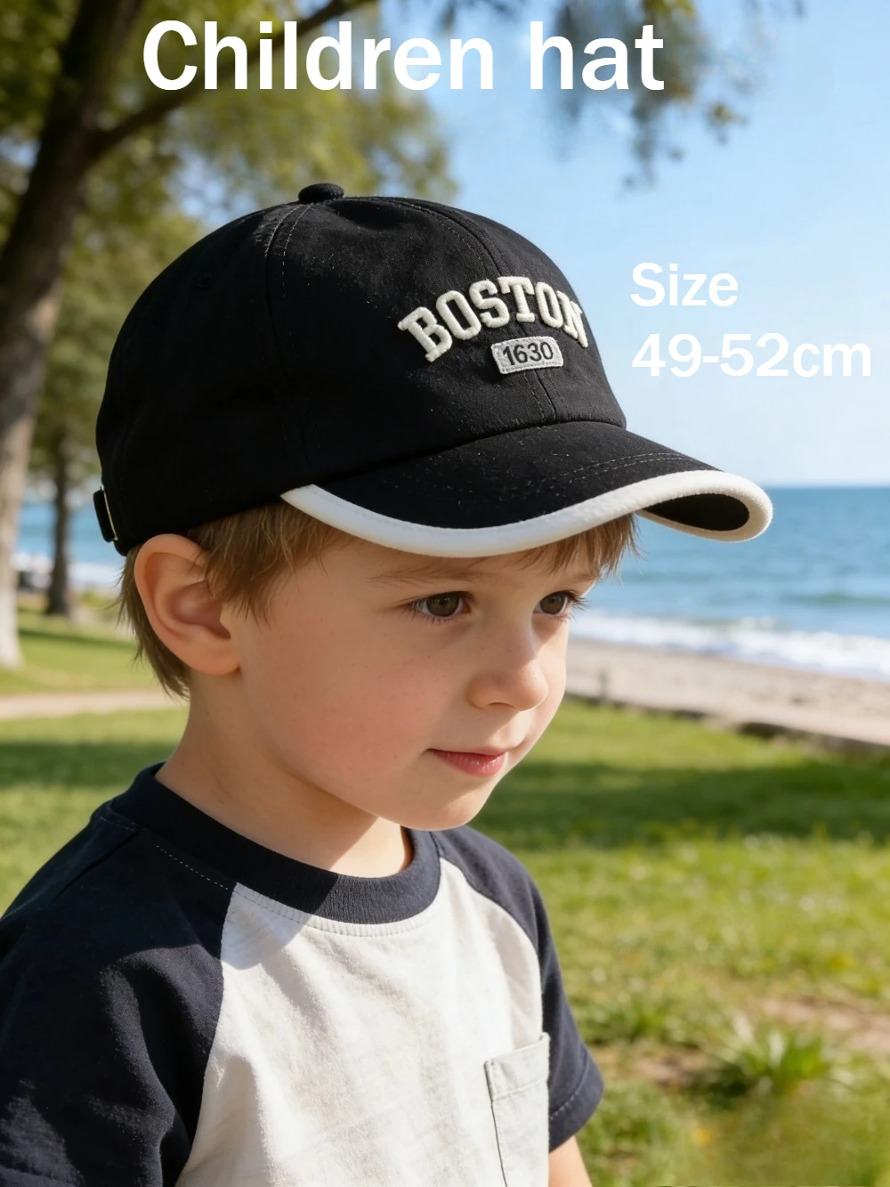 Kids Hip Hop Hat 49-52cm 3-8 Years Spring Summer Baby Baseball Cap Adjustable Letter Embroidery Sun Visor for Boys Girls