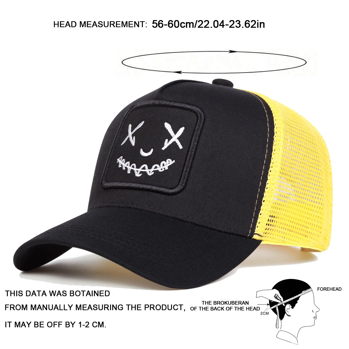 Men Women Smile Face Embroidery Baseball Caps Cotton Adjustable Snapback hats Hip Hop mesh Cap summer Outdoor Sun hat Dad Hats