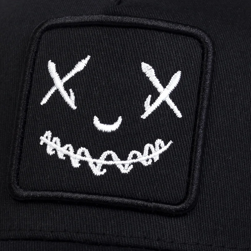 Men Women Smile Face Embroidery Baseball Caps Cotton Adjustable Snapback hats Hip Hop mesh Cap summer Outdoor Sun hat Dad Hats
