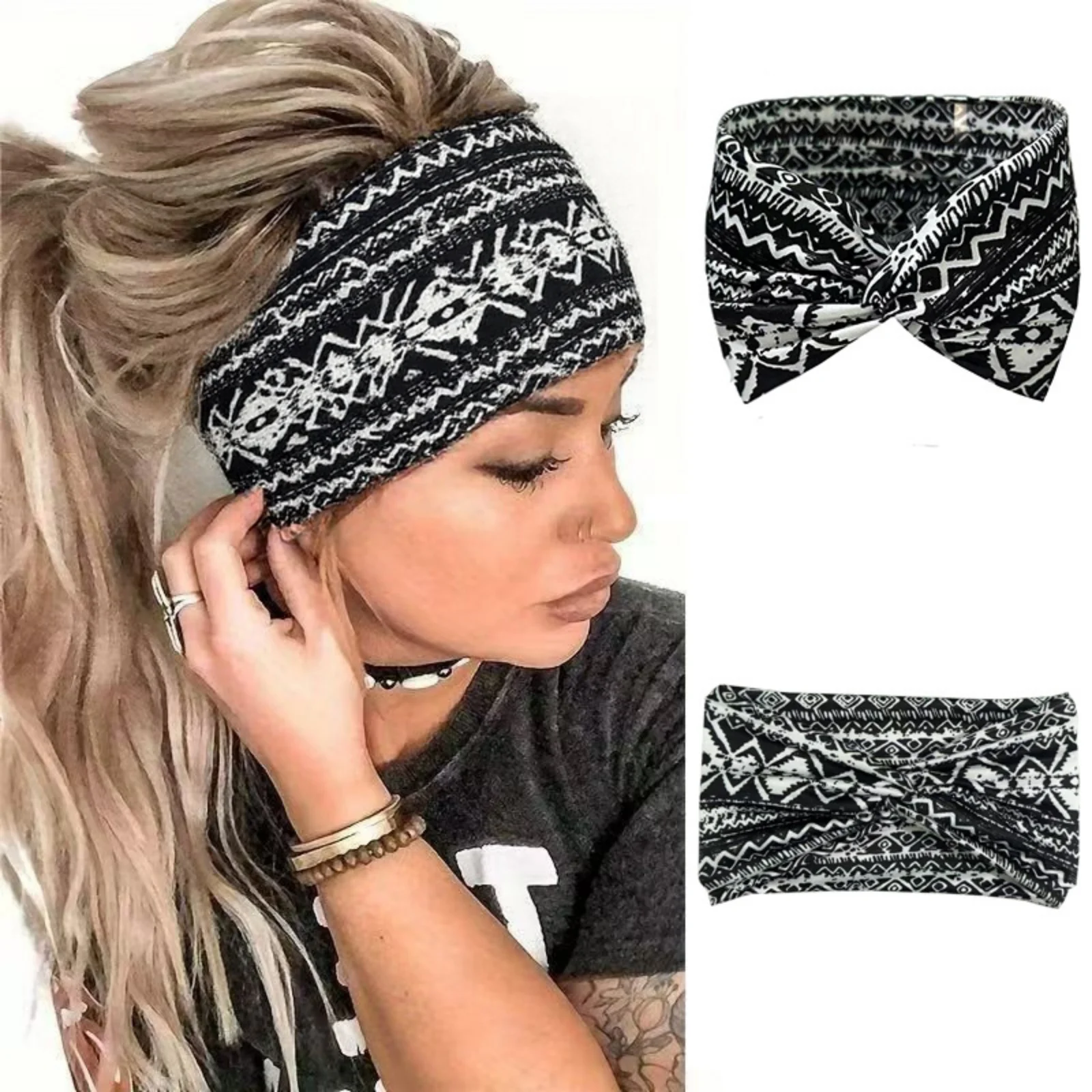 1PC Leopard Print Twisted Headbands For Women Elastic Wide Hair Bands Fashion Boho Hair Accessories For Daily Wear Yoga Sports