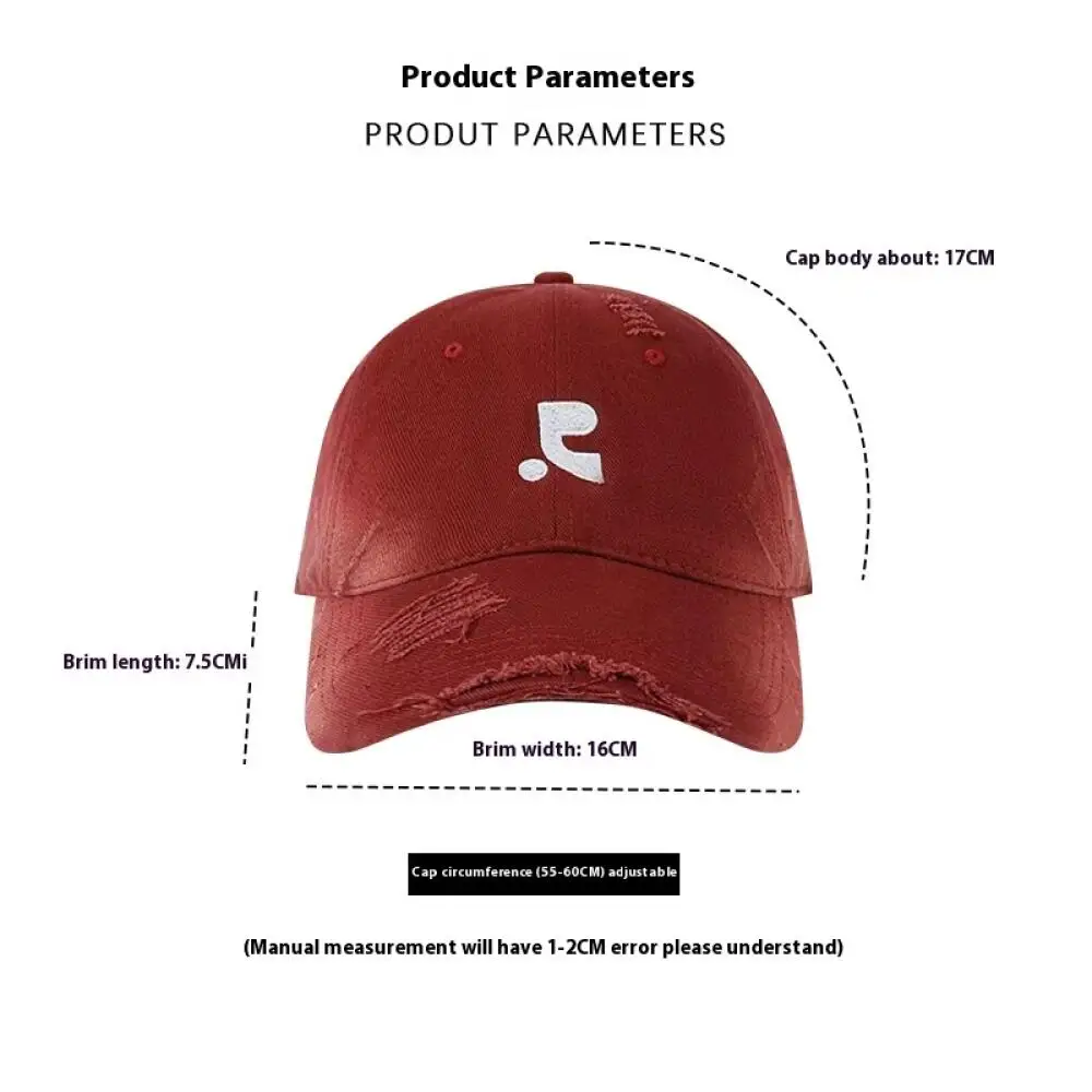 Korean Vintage Washed Distressed Baseball Cap, Unisex Embroidered UPF 50+ Sun Protection Design, For Summer Outdoor Daily Casual