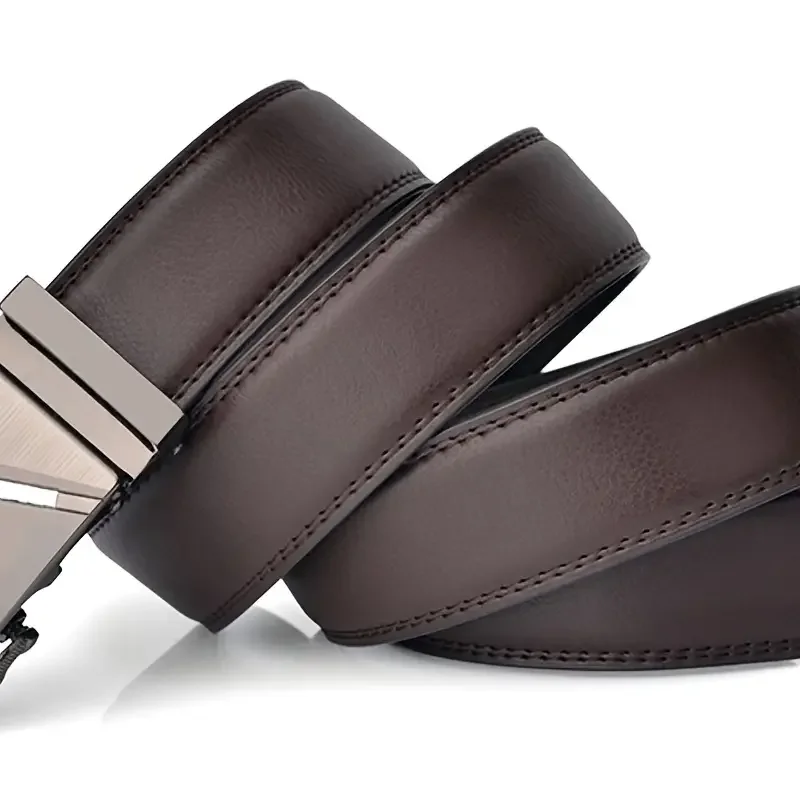 Men's Luxury Belt Automatic Buckle Soft Leather Waistband 105-140 150 160 170cm Plus Size Belts Versatile for Casual Pants Jeans