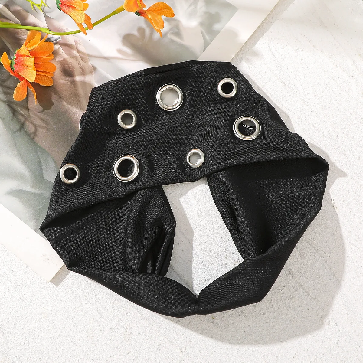 Women's Buttonhole Headband, Hollow Buttonhole Elastic Headband, Buttonhole Elastic Casual Hair Accessory