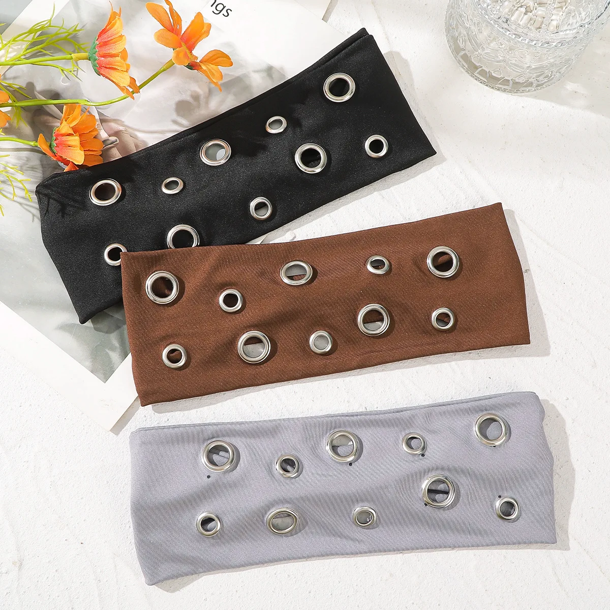 Women's Buttonhole Headband, Hollow Buttonhole Elastic Headband, Buttonhole Elastic Casual Hair Accessory