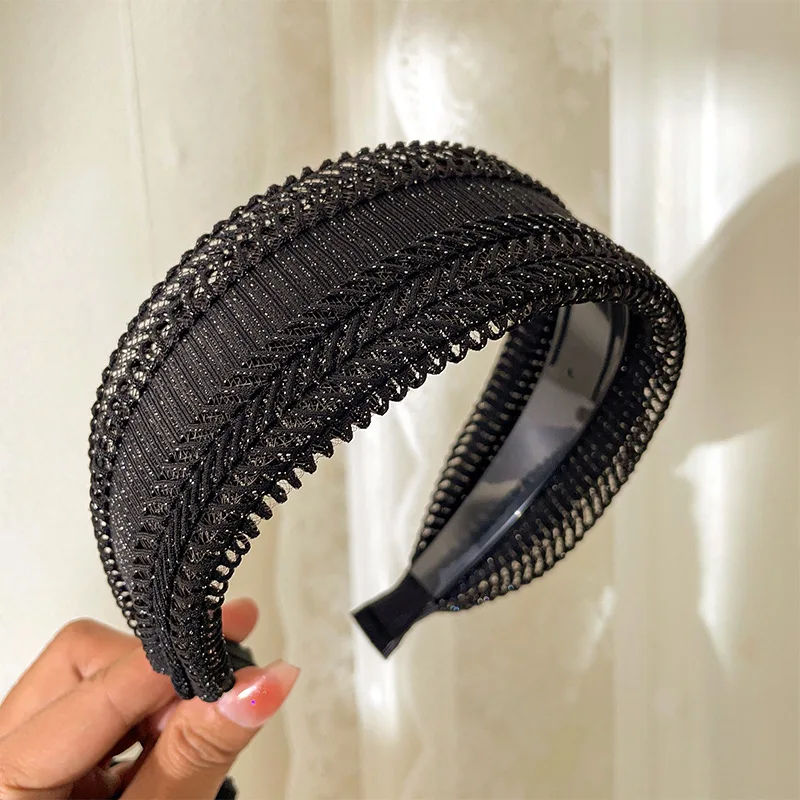 Good Quality Retro Lace Wide Headwear Elegant Headband for Women Girls Vintage Hairband Hoop for Hair Accessories