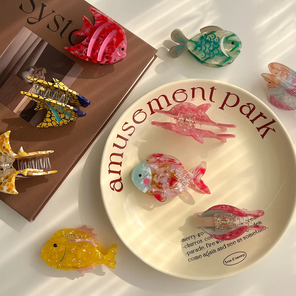 NEW Eco-Friendly Acetate Cute Fish Collection Hair Claw Colorful Underwater Animals Hair Claw Clips Hair Accessories for Women