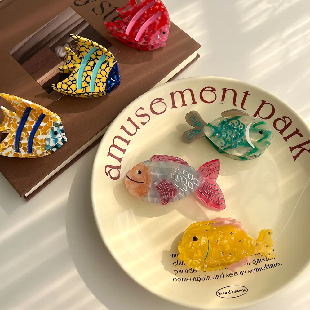 NEW Eco-Friendly Acetate Cute Fish Collection Hair Claw Colorful Underwater Animals Hair Claw Clips Hair Accessories for Women