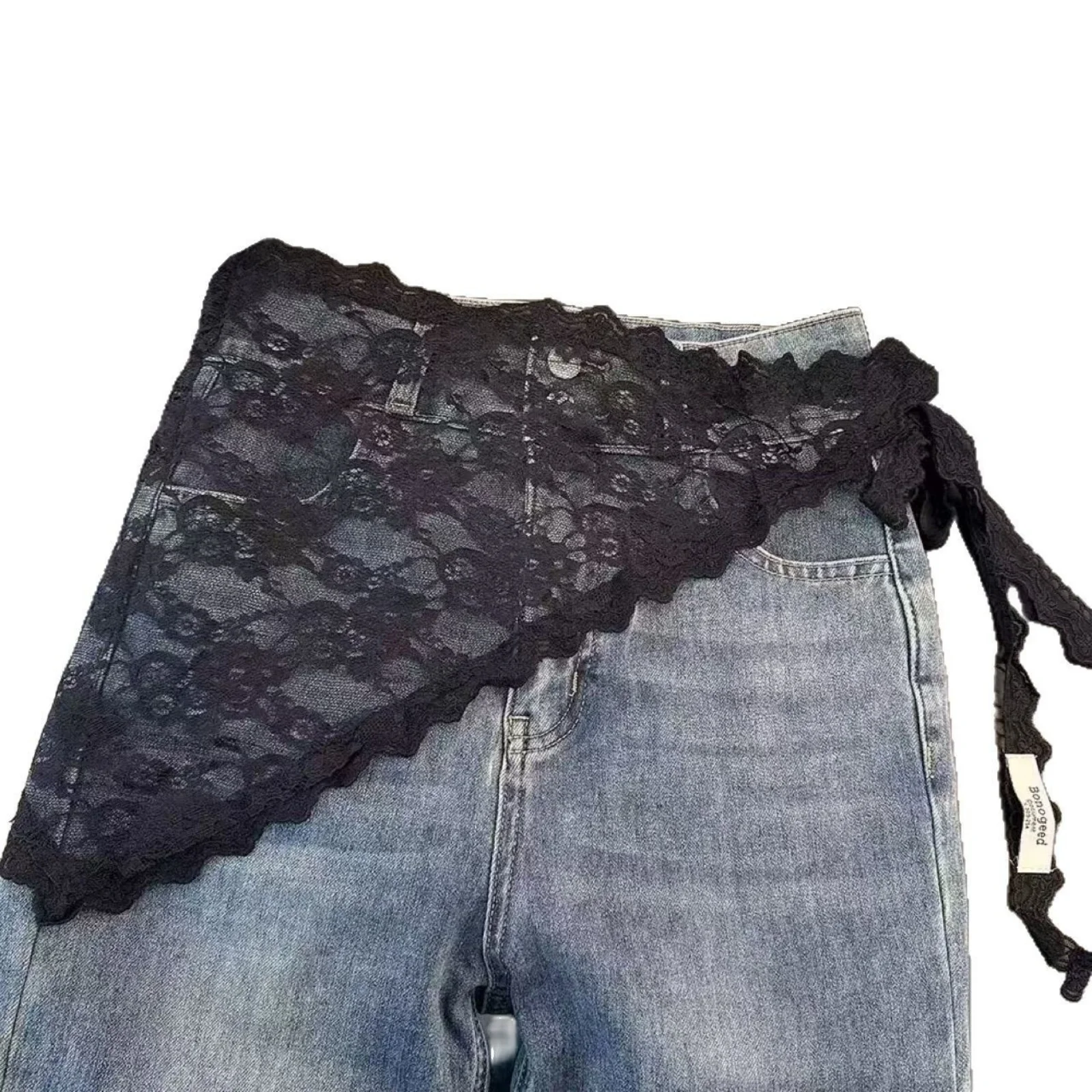 New Triangle Short Skirt Half Skirt Butt Curtain Skirt Lace Trim Small Apron Knitting Lace Stacked Ins Korean Spring Headscarf