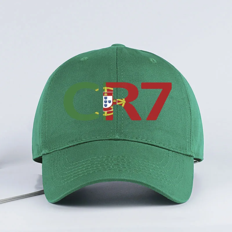 CR7 Portugal Print Black Baseball Cap Adjustable Unisex Football Player Casual Sun Hat
