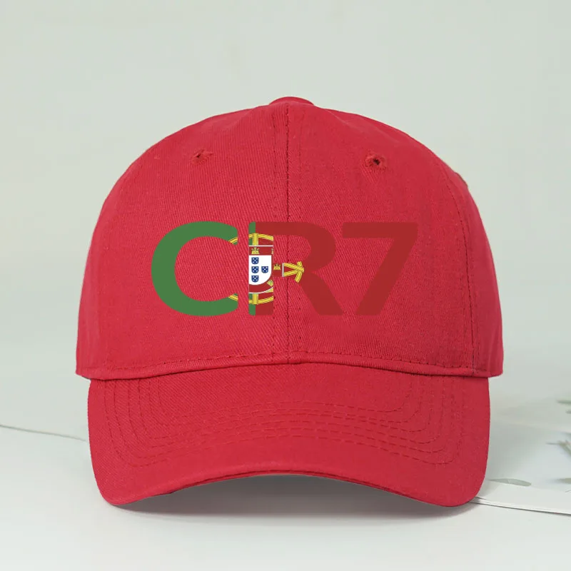 CR7 Portugal Print Black Baseball Cap Adjustable Unisex Football Player Casual Sun Hat