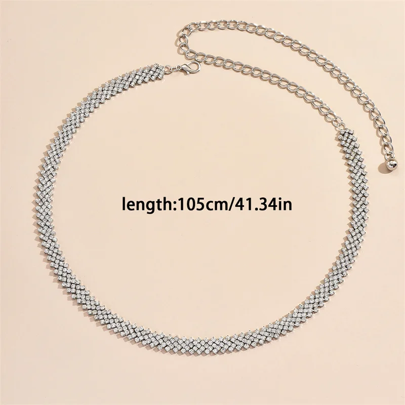 **Fashion Rhinestone Waist Chain For Women Girls Trendy Decorative Waist Chain High-end Luxury Dress Adjustable Waist Belt