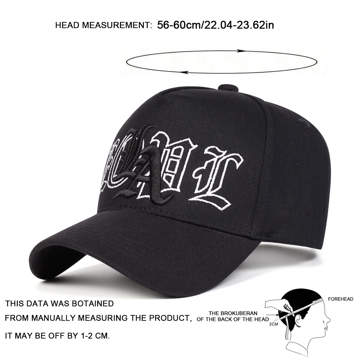 Unisex Gothic LA Embroidery Baseball Caps Spring Autumn Outdoor Adjustable Casual Hats Sunscreen Hat Sports Cap
