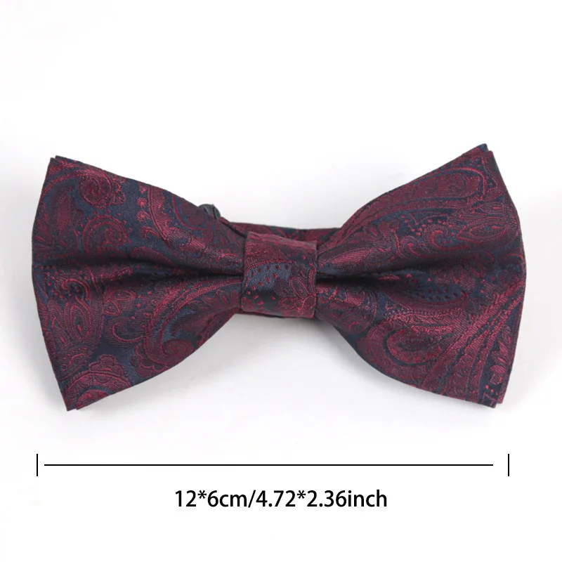 Exquisite Burgundy Red Paisley Men Tie Jacquard Woven Handkerchief Bowtie Sets Groom Wedding Party Gifts Party Accessories