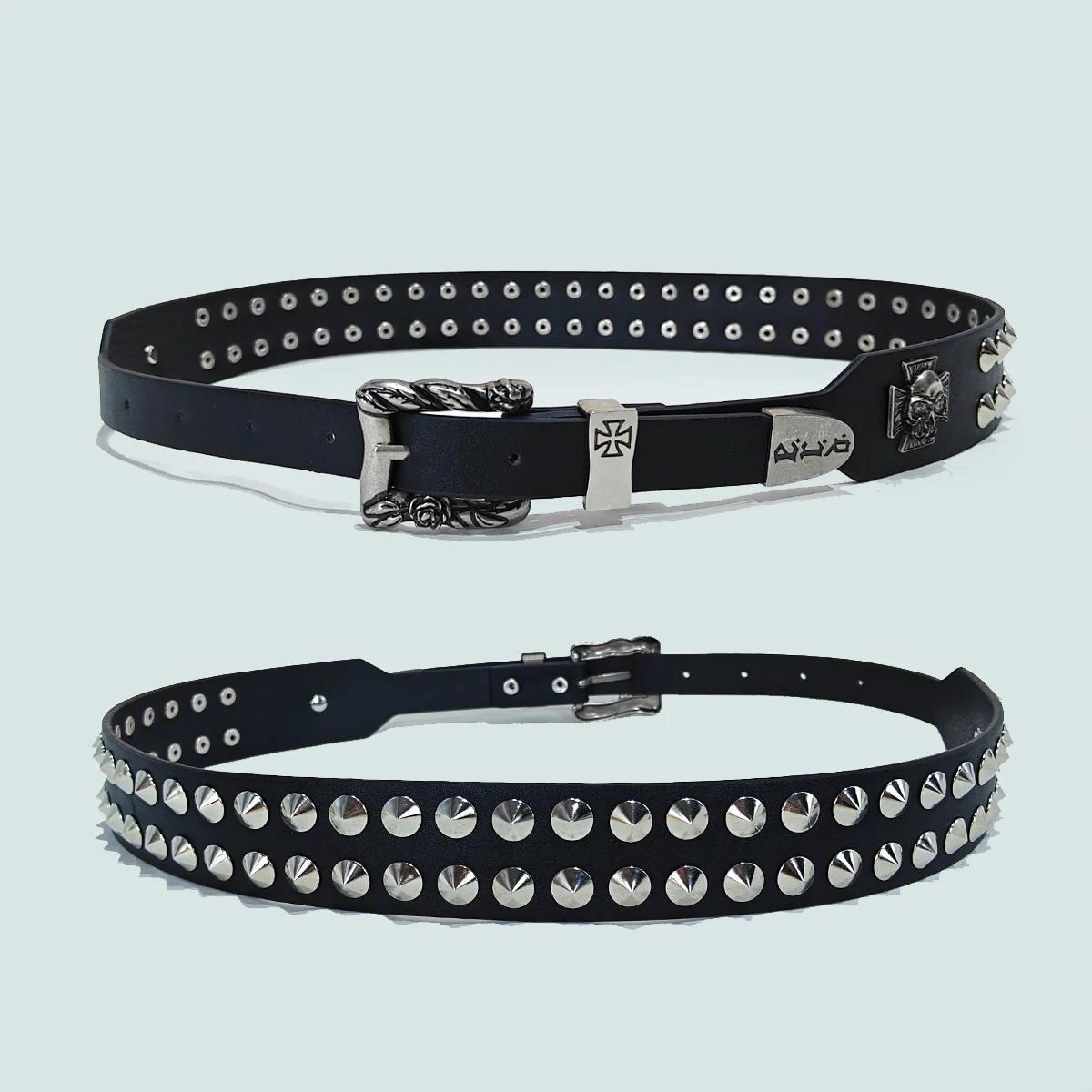 Punk New Gothic Y2K Women Men Belts Luxury Brands Gothic Ladies Hip Hop Punk Rivet Skeleton Print Waist Belt Jeans Waistband