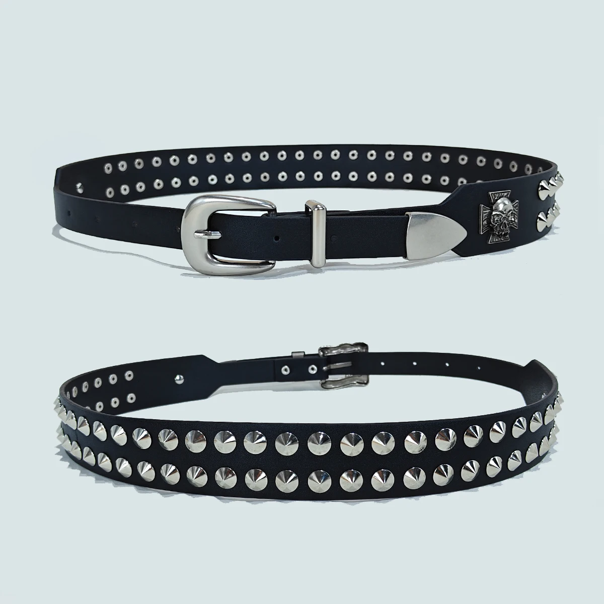 Punk New Gothic Y2K Women Men Belts Luxury Brands Gothic Ladies Hip Hop Punk Rivet Skeleton Print Waist Belt Jeans Waistband