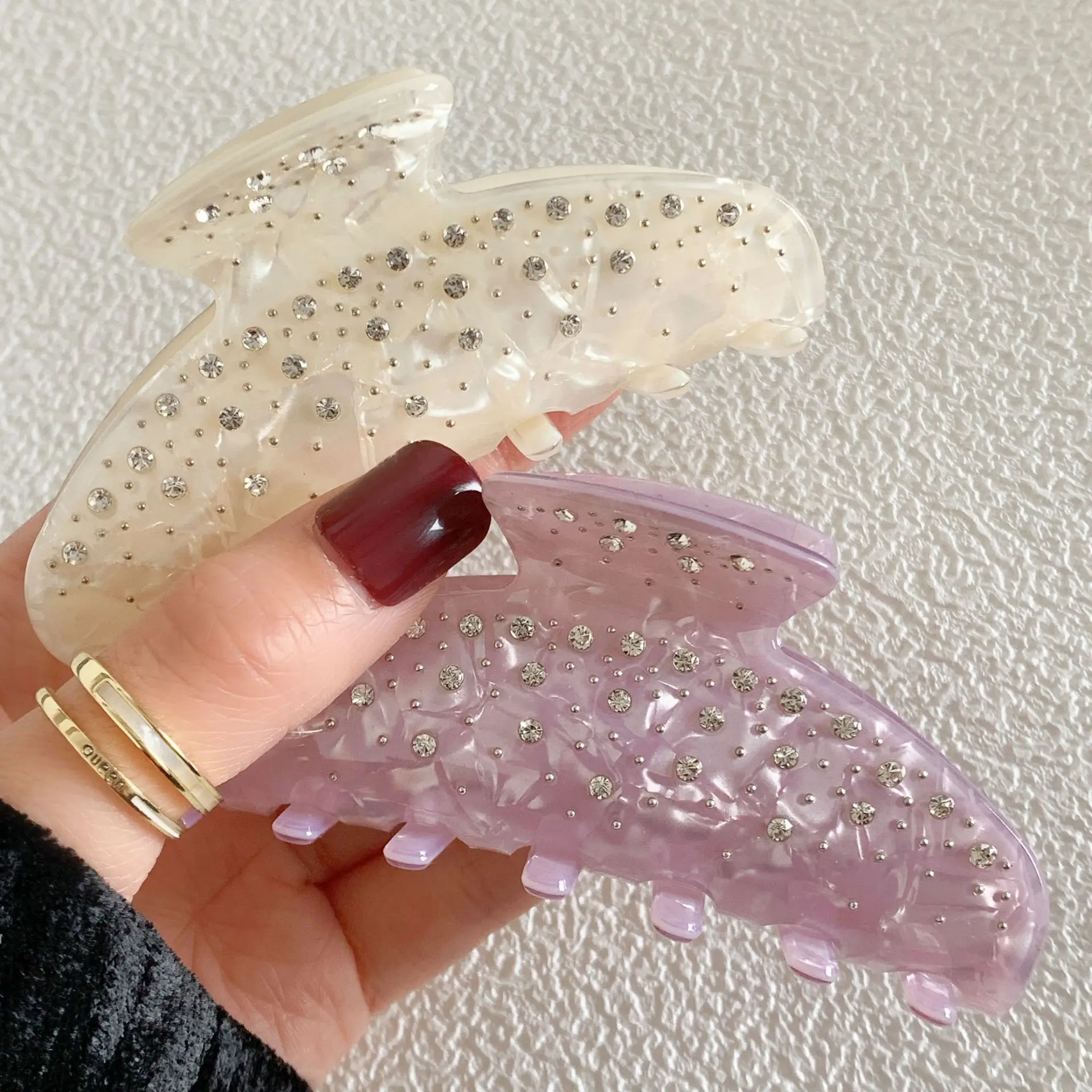 Sweet Elegant Rhinestone Hair Claw Acetate Claw Clips Valentine's Day Gift Crab Hair Clips Hair Accessories for Women