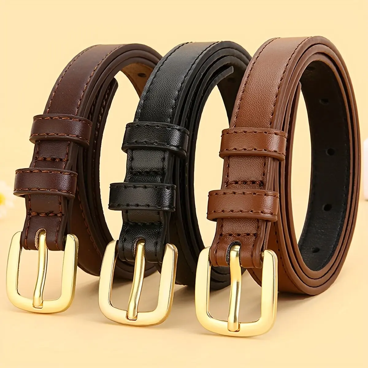 1pc/2pcs New Women's Casual PU Belt, Multiple Colors Available, Alloy Buckle Belt,, Daily Wear, and Commuting women belts