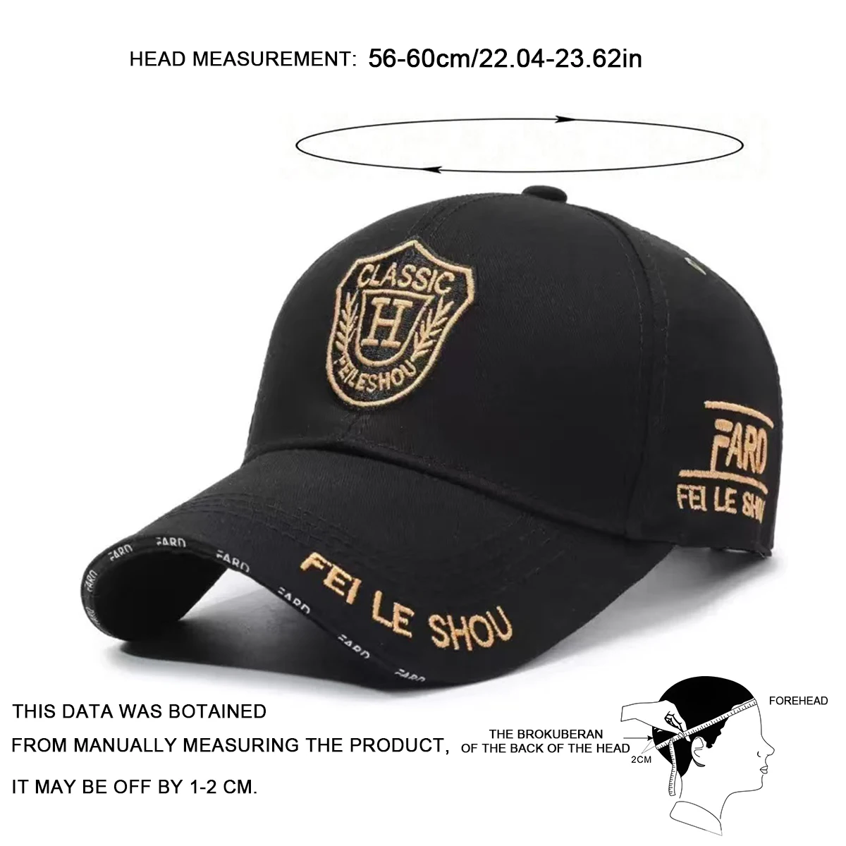 Unisex CLASSIC H FEILESHOU Letter Embroidery Baseball Caps Spring Autumn Outdoor Adjustable Casual Hats Sunscreen Hat Sports Cap